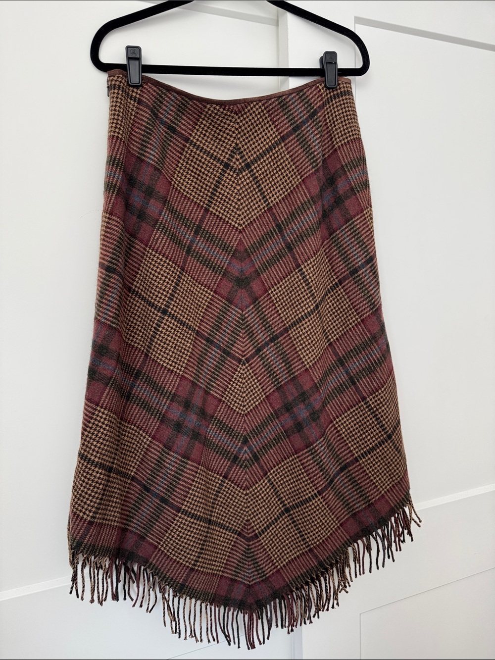Ralph Lauren Wool Plaid Fringe Midi Skirt - Picture 3 of 11